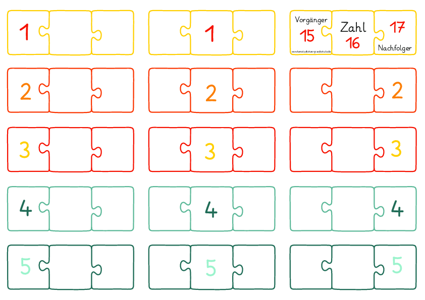 Vorgänger und Nachfolger bestimmen (Puzzleteile) - ZR 20